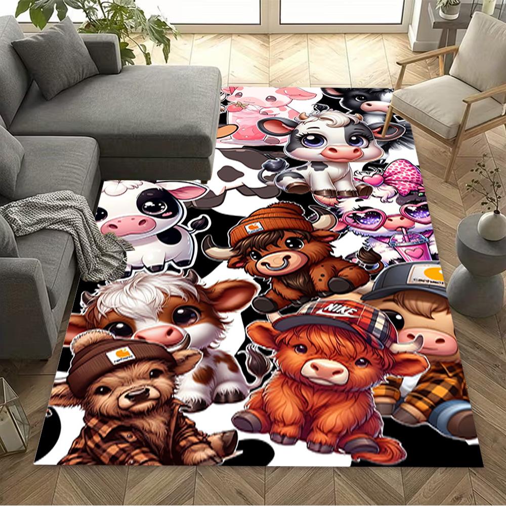 1pc home carpet highland cow design for office decor bedroom gift