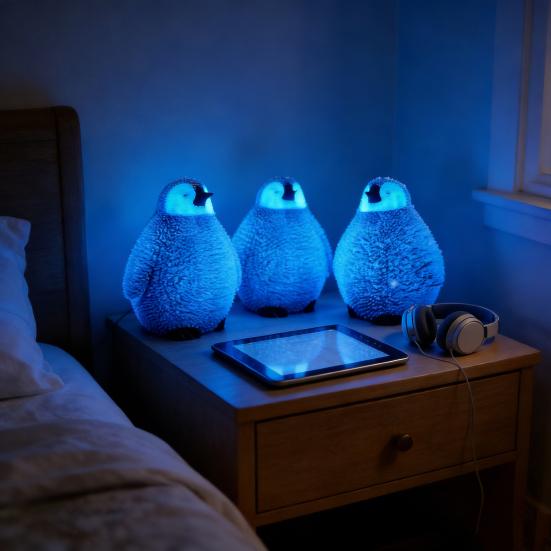 3D Printed Penguin Ornament Glow-in-the-dark Standing Lying Penguin Figurine Glowing Simulated Animal Model Home Office Decoration