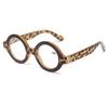 Retro Full Frame Reading Glasses Small Round Leopard Hyperopia Eyewear Women Men Computer Transparent Eyeglasses 0 To +4.0