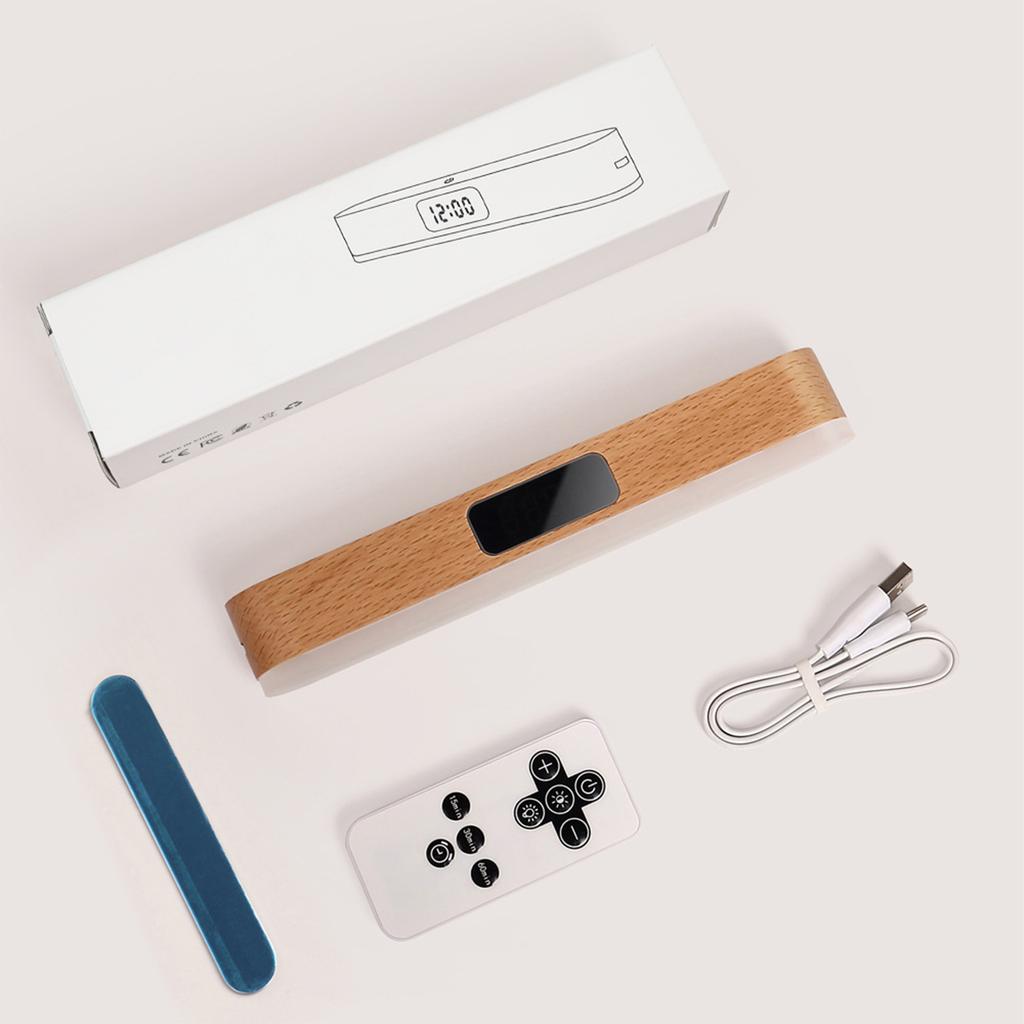 Minimalist style wooden clock lamp remote control clock lamp solid wood night light bedside lamp magnetic wall lamp living room