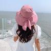 Summer Braided Bowknot Fishermen Hat for Women Wide Brim Fordable Sunshade Lace-up Bucket Cap Korean Girl Lady Travel Visor Hats