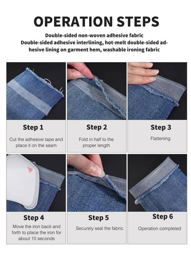 1PC-Double-Sided Non-woven Adhesive Cloth Adhesive Hem Tape Iron-on Clothes Sewing Turn Up Hem Non-woven Fabric Liner