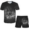 Animal Men's Set 3D T-shirt Round Neck Short Sleeved Digital Printed Casual Beach Outfit Suit