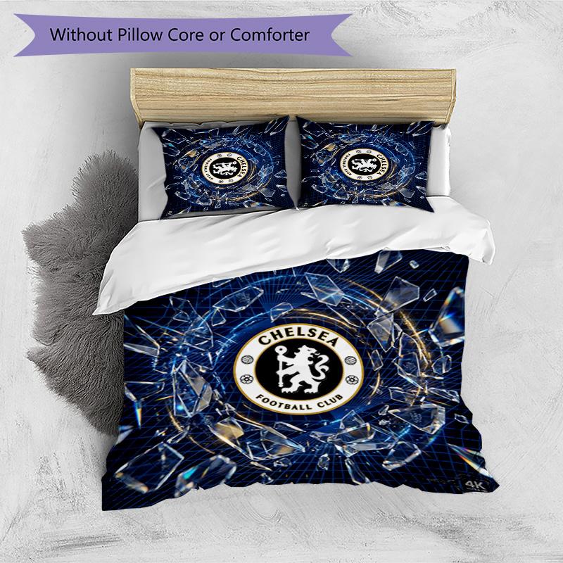 Set Lenzuola 3 Pezzi Stampato Chelsea FC Morbido Delicato sulla Pelle Lavabile Copripiumino e Federe Set Tutte le Stagioni Camera da Letto