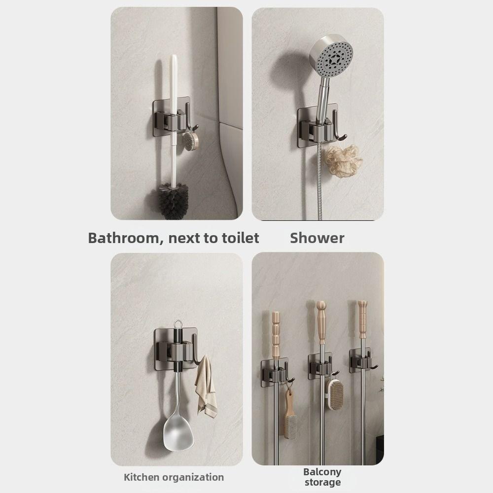 2Pcs Rust-Proof Stainless Steel Mop Holder Waterproof Mop Storage Clamp  Kitchen