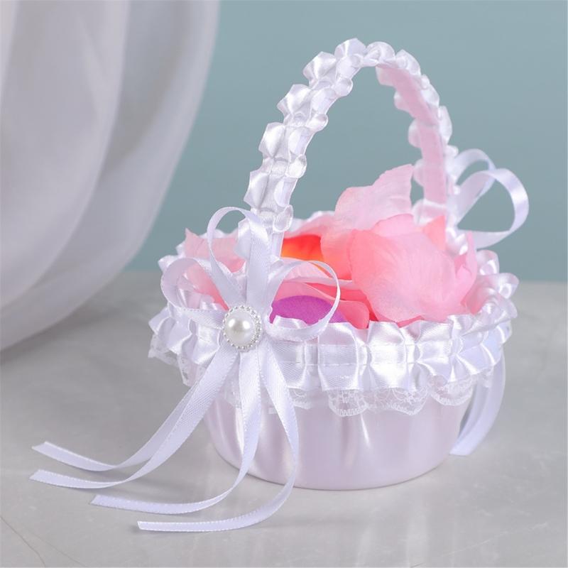 Fabric Wedding Flower Basket European Styles Petal Scattering Basket with Comfortable Grip For Flower Girls Formal Event