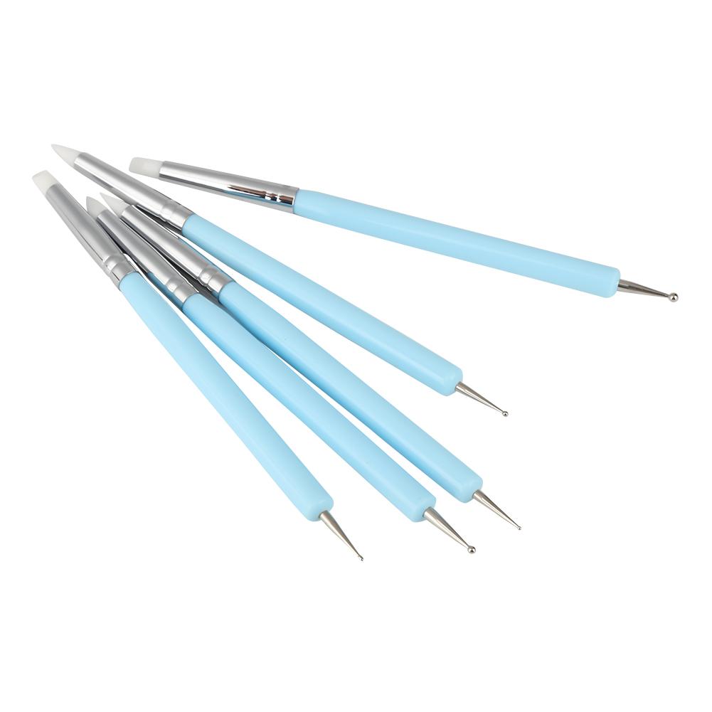 5pcs Silicone Clay Sculpture Tools Double Head Ball Stylus Sculpting Modeling Tool (Blue)
