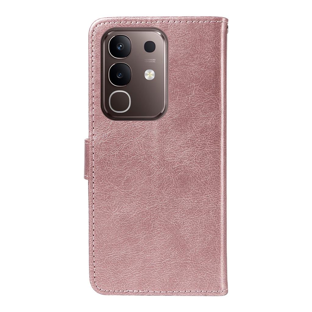 For vivo Y29 4G/vivo T4x 5G/vivo Y300t 5G Leather Wallet Case with Strap Solid Color Phone Stand Cover