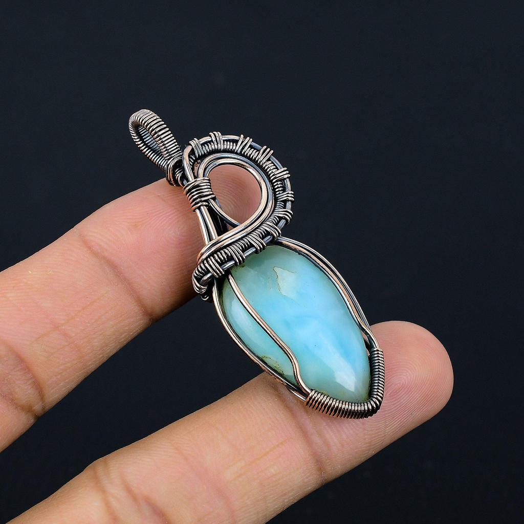 Smithsonite 999 Copper Wire Wrapped Pendant Handmade Gemstone Jewelry, Gifts For Wife Brand New Pendant