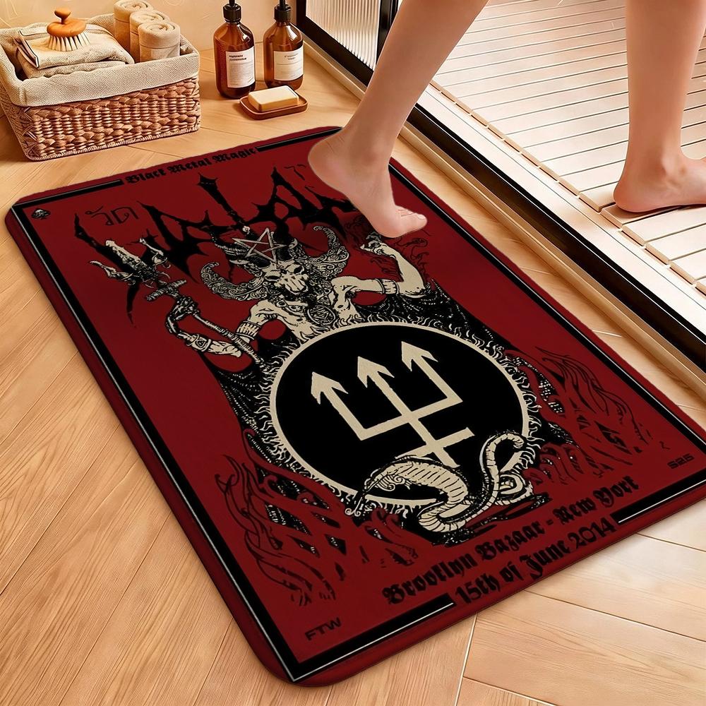 Dark Satanic Black Metal Art Patterned Rug Allseason Carpet For Entryway Home Party Decor Gift For Friends