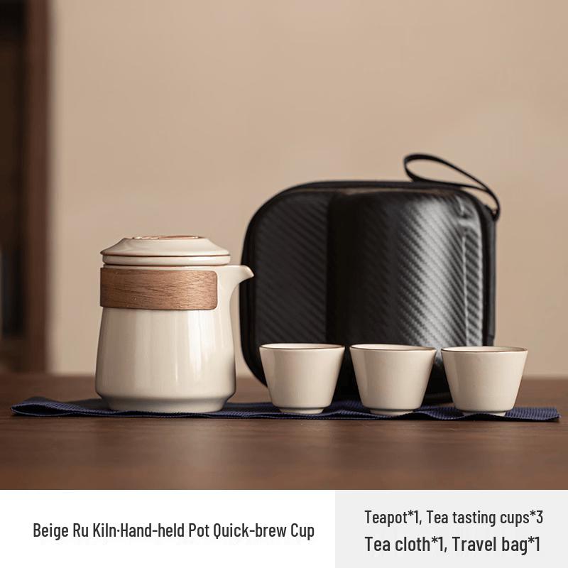 Portable Ru Ware Ceramic Kung Fu Tea Set
