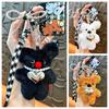 Pearl Heart Necklace Plush Dog Doll Keychains PP Cotton Dog Plush Doll Pendant  Hanging Ornaments
