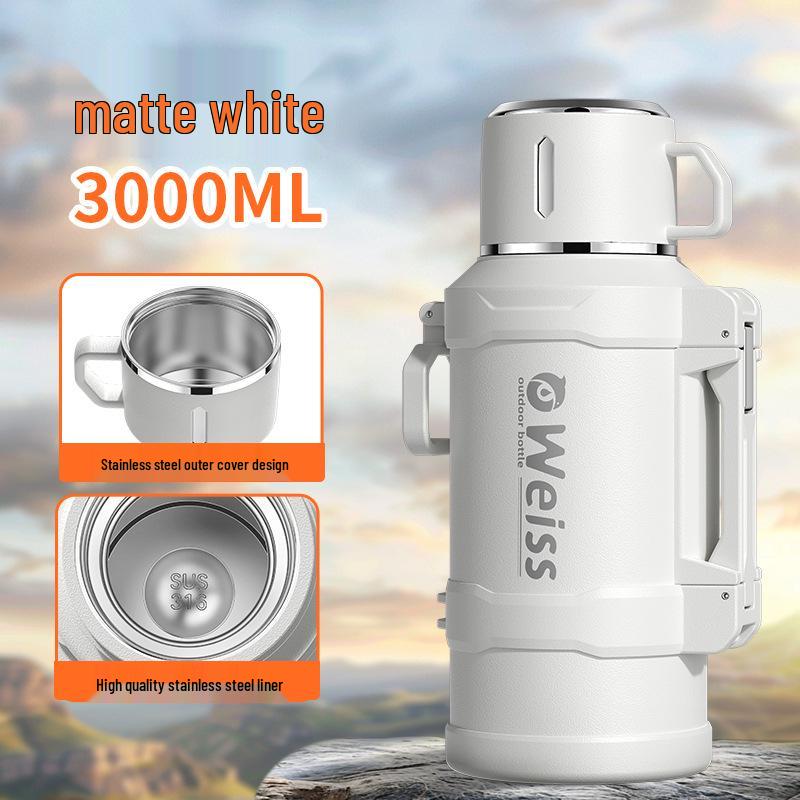Food-Grade Thermos Flask with Tea and Water Separator - Large Capacity, Portable for Outdoor Use