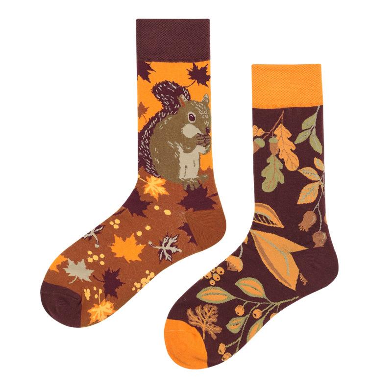 Mandarin Duck Men's and Women's Socks Original AB Trendy Socks Medium High Tube Socks Flower Fruit Animal Cartoon Cotton Socks