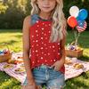 Sleeveless Loose Fit Tank Top for Women Floral Print Round Neck Casual Summer Blouse Denim Patchwork Detail Comfortable Fit