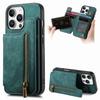 For iPhone 16 Pro Case with Zipper Card Holder Leather+TPU Phone Cover