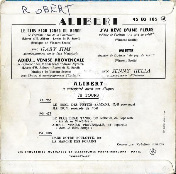 7inch Record ALIBERT Chante Les Operettes De Vincent Sco 45EG185 PATHE France Pop Used