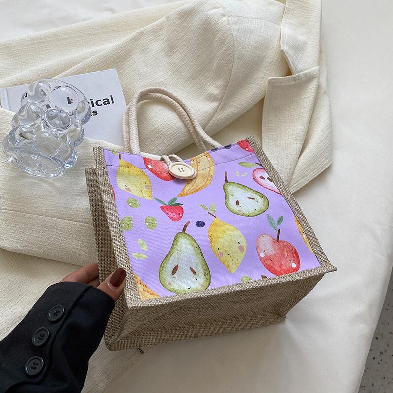 Cartoon Cute Student Hand-held Lunch Box Bento Bag Women's New Style Burlap Bag Wholesale Hand-held Gift Bag