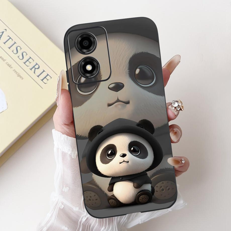 For Motorola Moto E13 4G Phone Case Moto E14 5G Back Cover Soft Matte Silicone Slim Fundas Lovely Panda Rabbit Flower Cartoon