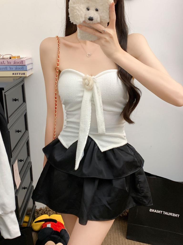 #Sexy Spice Girl Neck Sling Vest Summer New Wear Xiaoxiangfeng Tube Top a Variety of Ways To Wear