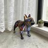 Graffiti French Bulldog Figurine Hand-Painted Artistic Dog Statue Resin Sculpture Living Room Office Home Desk Decoration Ornament