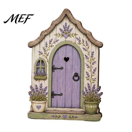 Fairy Gate for Tree Trunk Mini Wooden Door, 2D Flat Miniature Garden DIY Craft, Dollhouse Accessory, Wall Terrarium Decor Exquisite Ornament