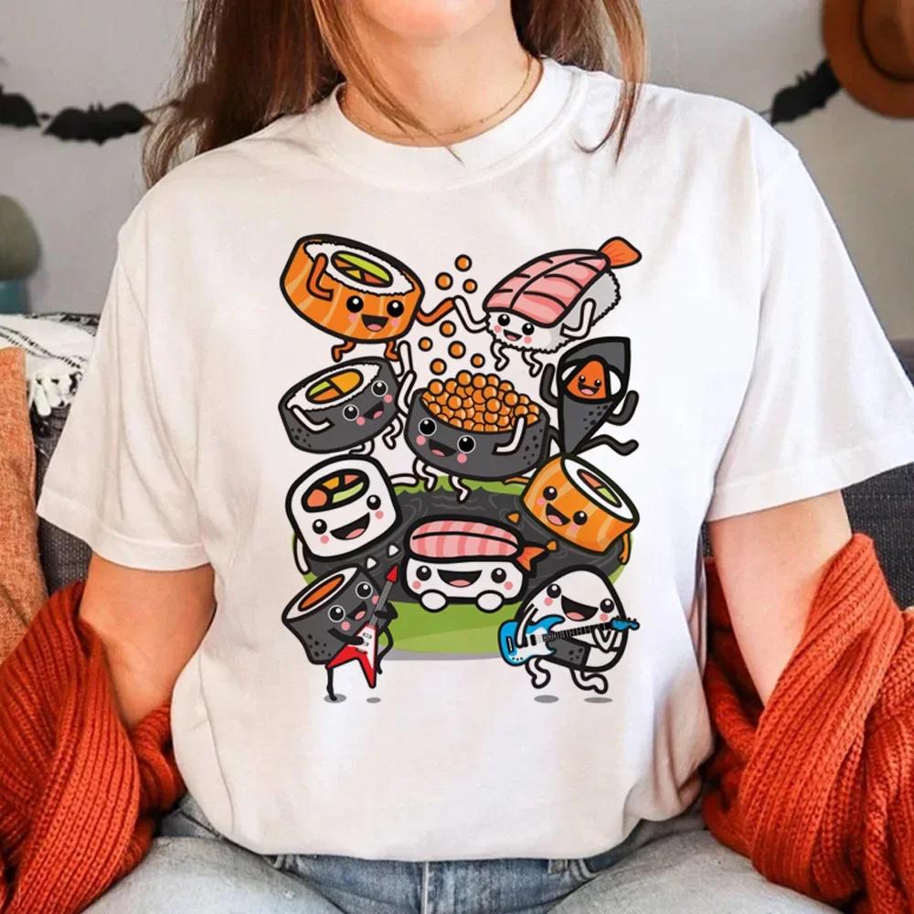 Sushi Tshirt Women Summer T-shirts Female Manga 2000s Clothing Graphic T Shirts Aesthetic Clothes Fashion Harajuku Personality
