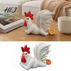 Pastoral Style Decorations White Rooster Statue with Enchanting Posture & Long Eyelashes, Creative Table Art Sculpture, Funny Resin Shelf for