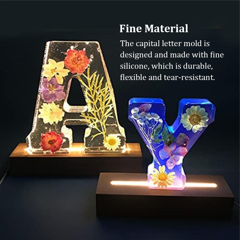 Silicone Capital Alphabet Resin Mold Reusable Washable Replacement Flexible Jewelry DIY Crafts Making Home Decoration Mould