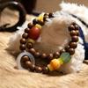 Exquisite Ethnic Sandalwood & Beeswax Chalcedony Buddhist Beads Bracelet