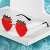 Strawberry Rimless Fashion Sunlasses Cute Candy-Colored Eyewear For Beach Parties And Dance Events Perfect Choice
