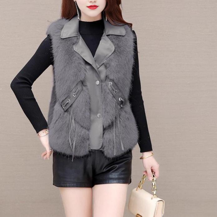 New fur, foreign style vest temperament Muse fan short coat, thin outer vest, spring and autumn top women
