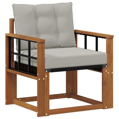 Outdoor Sofa Set Solid Acacia Wood Natural and Light Grey