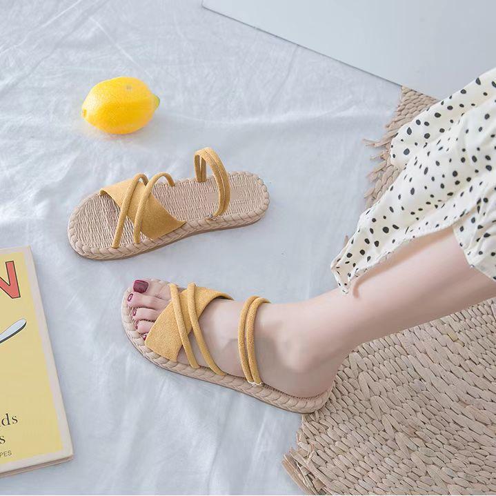 Летняя Обувь Женские Сандалии Плоские Sandalias Mujer Тонкие Ремешки Гладиаторы Пляжные Сандалии Женские Шлепанцы Слипоны 35