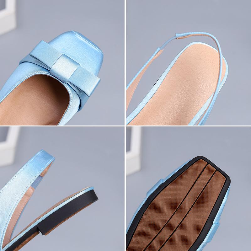 Summer Shoes Women Sandals Flat Silk Elegant Ladies Brand Shoes Fashion Luxury Flat Sandals Black Blue Plus Size 43