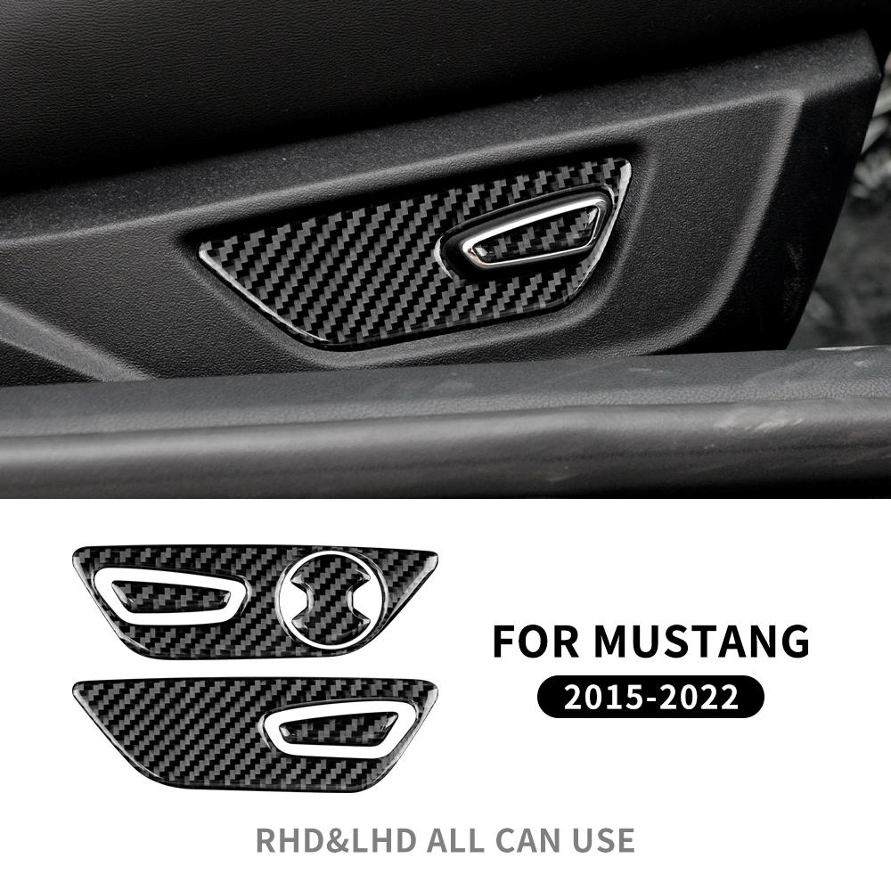 Real Soft Carbon Fiber for Ford Mustang Accessories 2015 2016 2017 2018 2019 2020 2021 2022 Sticker Seat Button Sticker
