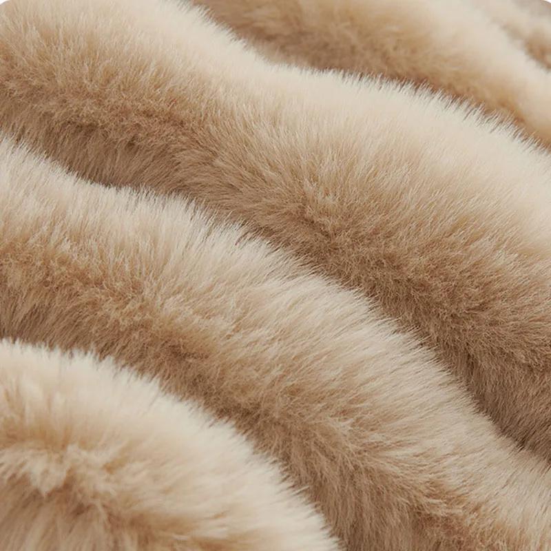 Rabbit Plush Large Sofa Anti Slip Cover Cloth Thick Winter Sofa Slipcover Protector Cover Sofa Cushion Anti Cat Scratch Universal Cover Blanket