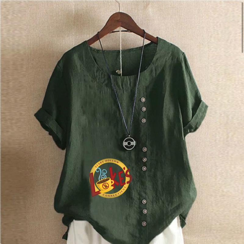 Women's Fashion Favorite Icons Prined Round Neck Short Sleeve T-shirt Casual Cotton Linen Graphic Shirt Leisure Loose Summer Blouse Tops