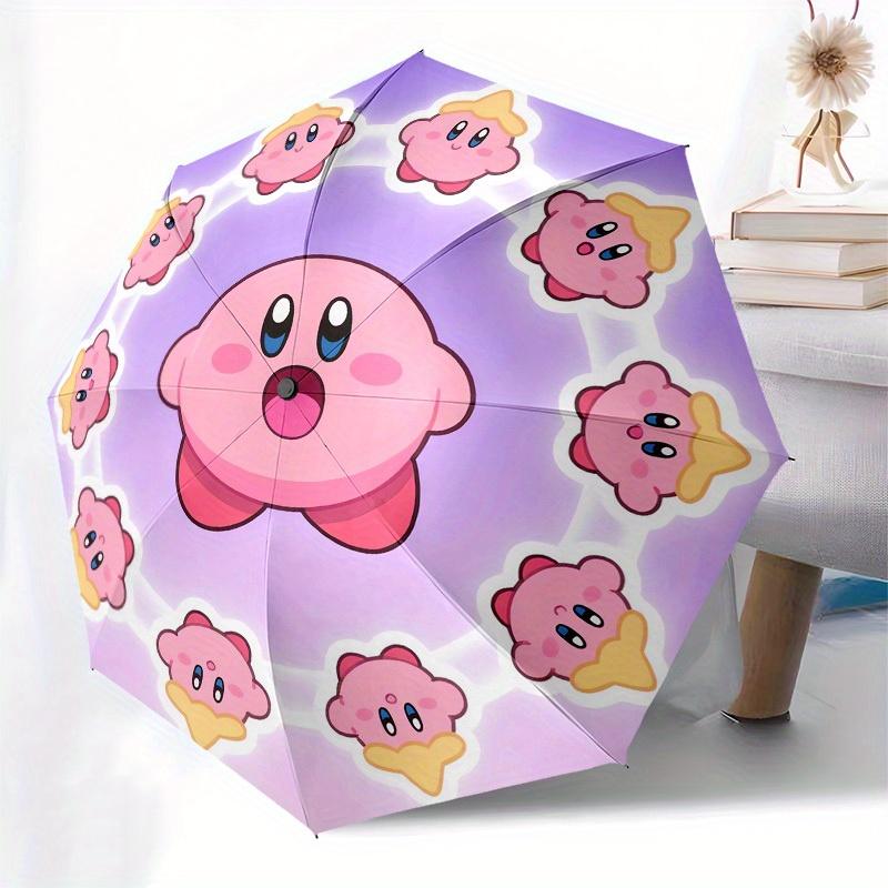 1pc Kawaii Kirby Circle Umbrella with Plastic Handle,Suitable for All Seasons Home Travel Outdoor UmbrellaM1090