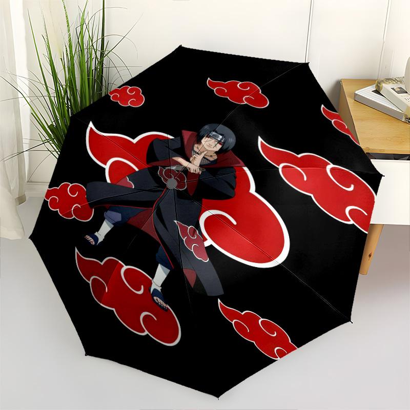 1 PC Automatic Folding Umbrella - Naruto Cloud Power Pattern Portable Foldable Design With 8 Ribs Christmas Birthday Gifts
