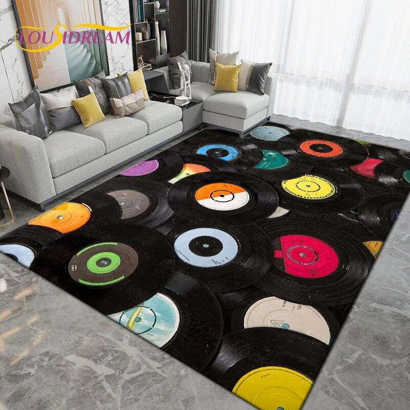 Classical Music Vintage Vinyl Record Area Rug Large,Carpet Rug for Living Room Bedroom Sofa,Kitchen Bathroom Non-slip Floor Mats