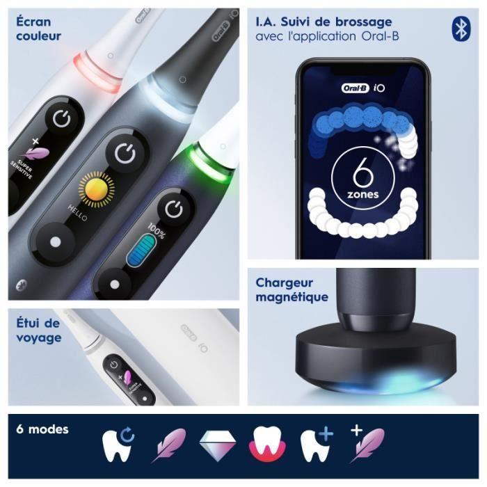 Brosse À Dents Électrique Oral-B iO 8N - Blanche - Avec Etui de Voyage et Porte Brossette