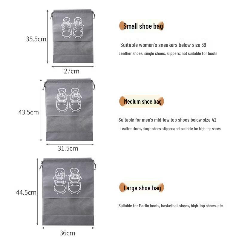 Staubdichter & Feuchtigkeitsabweisender Schuhaufbewahrungsbeutel mit Kordelzug - Reise- & Studentenwohnheim-Organizer