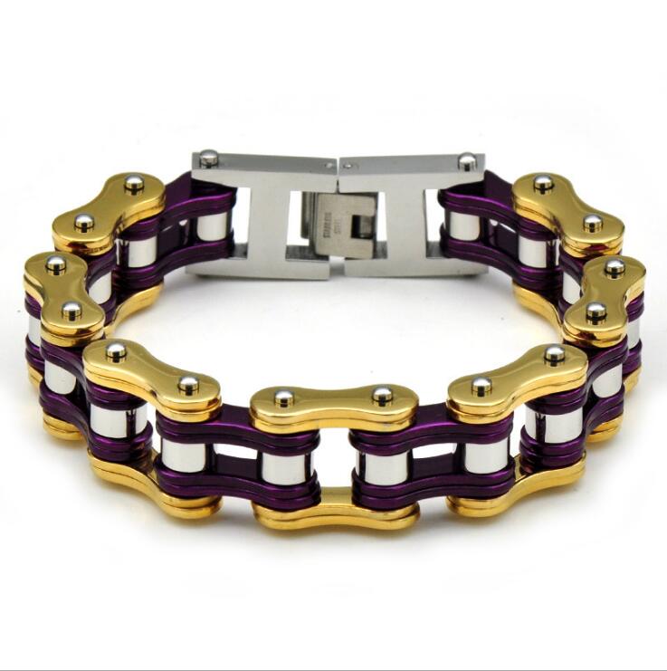 Punk Pulseiras e Braceletes Laranja de Bicicleta para Homem Preto Corrente de Motocicleta Pulseira Homem Mulher Aço Inoxidável Joias de Pulso Biker