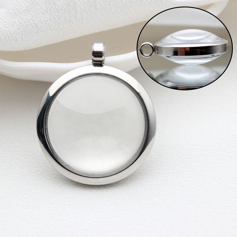 15pcs Curved Glass Living Locket Pendant Floating Locket Necklace For Women Stainless Steel Jewelry Making Reliquary Medallion