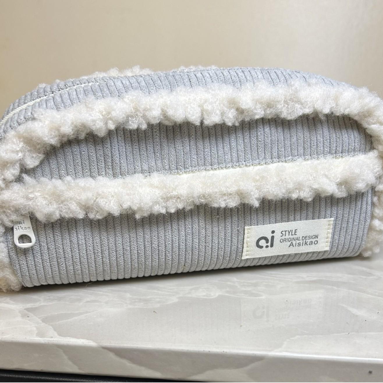 

K style Corduroy Large capacity Stationery Pen Bag, Classical and Elegant серый