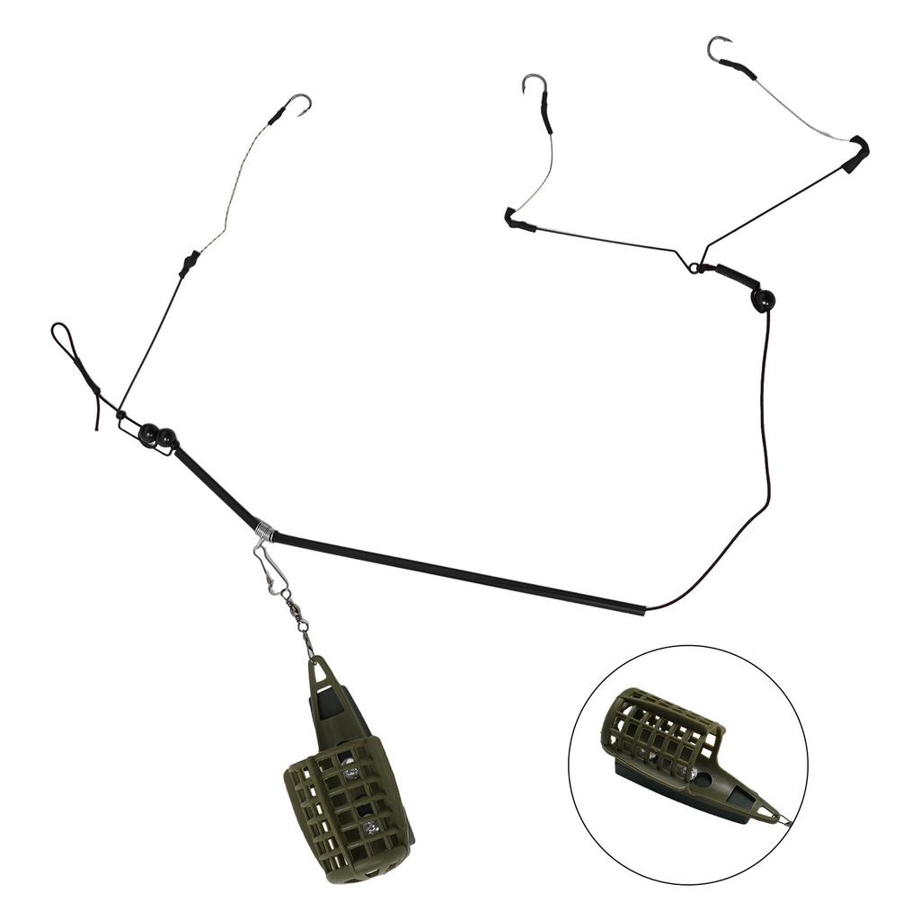 Complete Terminal Tackle Set Carp Fishing Feeder Basket Baits Cage Hook Rig Kit