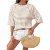 2026 Summer New TK Women's Round Neck Pullover Simple Versatile Striped Short Sleeve T-Shirt