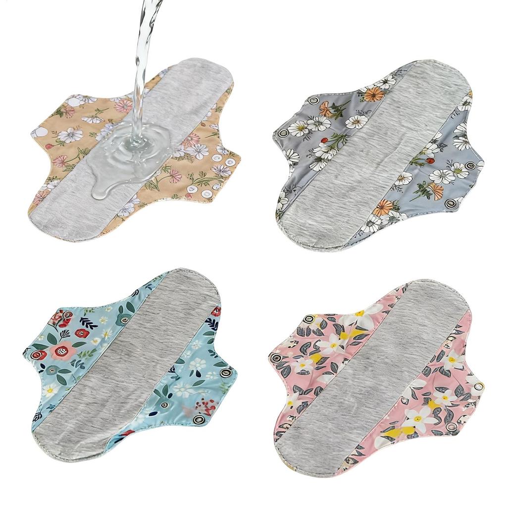 Sanitary Pads 4pcs Reusable Leak Proof Sanitary Pads Menstrual Cloth Pads Washable Breathable Cloth Menstrual Gaskets