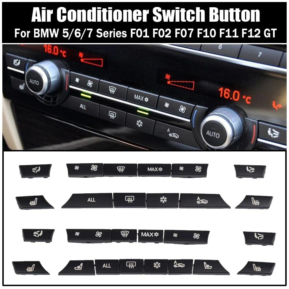 A/C Heater Button 12/14pcs Key Caps Repair Kit Switch Cover For BMW 5/6/7 Series F01 F02 F06 F07 F10 F11 F12 F13 GT